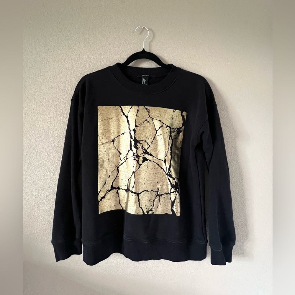 Forever 21 Metallic Gold Foil Sweatshirt